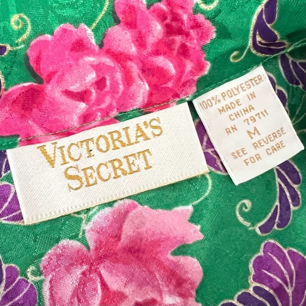 Victoria’s Secret Vintage 80s Gold Label Green Floral Print Slip M - Picture 3 of 9